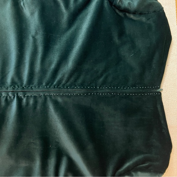 Vintage Style Handmade Green Velvet Bell Sleeve Mini Dress - Picture 13 of 16